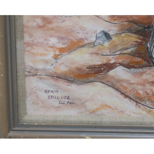 812 - LOUISE GIBSON ANNAND MBE (1915-2012)STILL LIFE ON BEACH, LOCH FYNEConte and pastel, signed lower rig... 