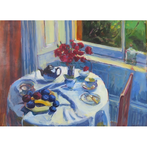 815 - SCOTTISH SCHOOL TWO LARGE STILL LIFES Oil on paper, signed PARKER lower right, dated (19)9... 