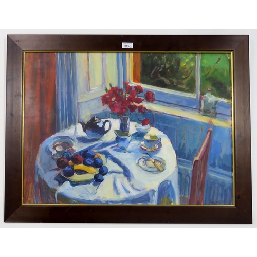 815 - SCOTTISH SCHOOL TWO LARGE STILL LIFES Oil on paper, signed PARKER lower right, dated (19)9... 