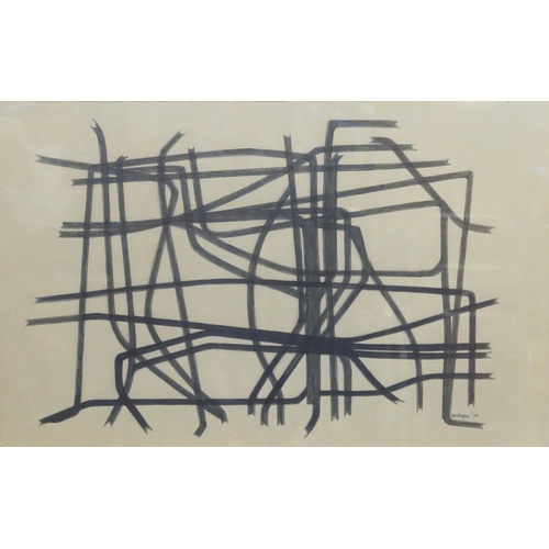 816 - MURRAY MCCHEYNE BLUE LATTICE Ink and felt tip on paper, signed lower right, dated (19)70, ... 