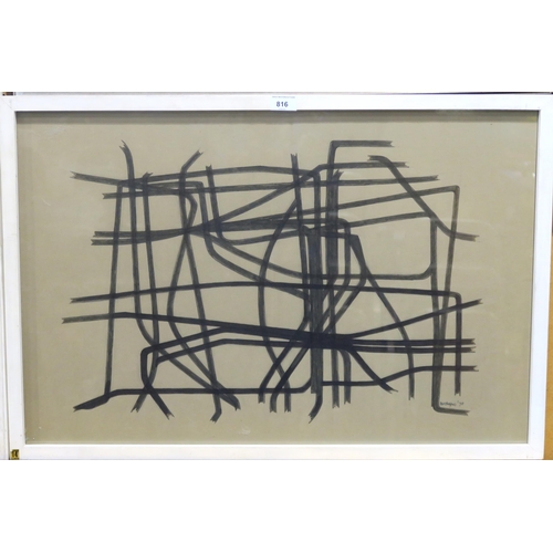 816 - MURRAY MCCHEYNE BLUE LATTICE Ink and felt tip on paper, signed lower right, dated (19)70, ... 