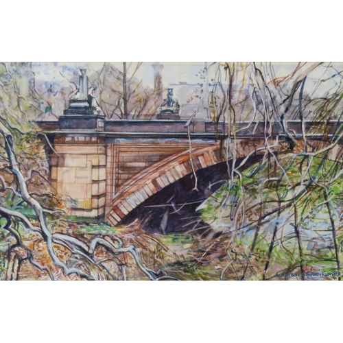 825 - ANDERSON BAIN ROBERTSON (SCOTTISH 1929-2010)BRIDGE OVER THE KELVIN, KELVINGROVEWatercolour, signed l... 