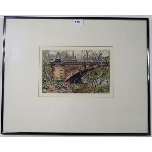 825 - ANDERSON BAIN ROBERTSON (SCOTTISH 1929-2010)BRIDGE OVER THE KELVIN, KELVINGROVEWatercolour, signed l... 