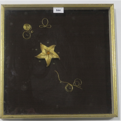 844 - MARY JOHNSTONE (BRITISH) STARFISH Gold embroidery, 40 x 40cm Title inscribed verso... 