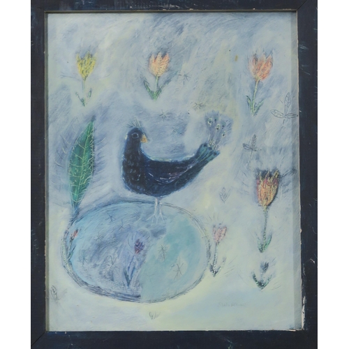 848 - SHEILA MCINNES (SCOTTISH b.1963)PEACOCK Mixed media, signed lower right, 44 x 38cm (inc frame)... 