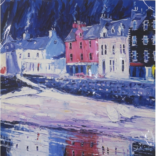 853 - JOHN LOWRIE MORRISON (SCOTTISH b.1948) WINTER MORNING LIGHT, TOBERMORY, MULL Print multipl... 