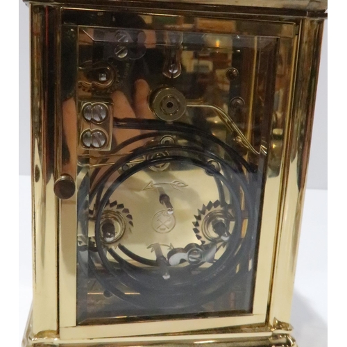 279 - L’Epee French brass & glass carriage repeating alarm clock