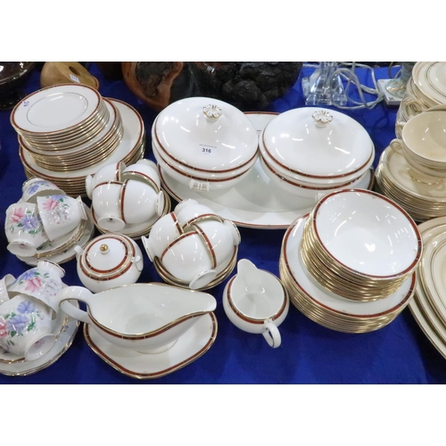 316 - A Wedgwood Colorado pattern dinner service comprising oval platter, plates, cups and saucers, tureen... 