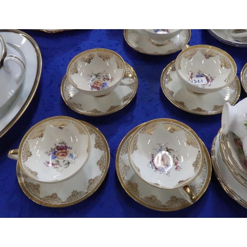 321 - A Roslyn China Royal Rose pattern tea service together with Bavarian cups and saucers