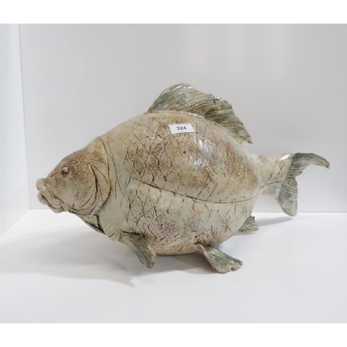 324 - A large glazed pottery model of a fish