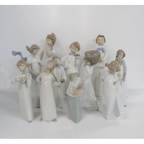 330 - A collection of twelve Lladro and Nao children figures