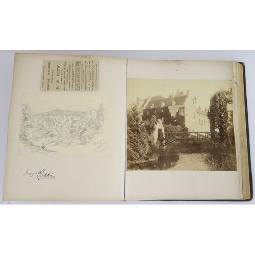 435 - a photographic and country house scrap album comprising; 1890s photographs of Sark, Skye, Aviemore, ... 