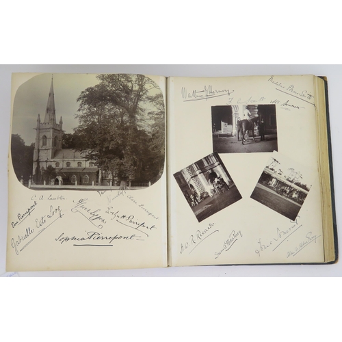 435 - a photographic and country house scrap album comprising; 1890s photographs of Sark, Skye, Aviemore, ... 