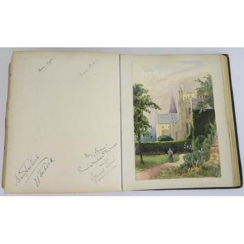 435 - a photographic and country house scrap album comprising; 1890s photographs of Sark, Skye, Aviemore, ... 