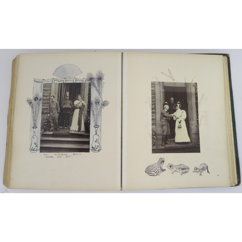 435 - a photographic and country house scrap album comprising; 1890s photographs of Sark, Skye, Aviemore, ... 