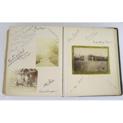 435 - a photographic and country house scrap album comprising; 1890s photographs of Sark, Skye, Aviemore, ... 