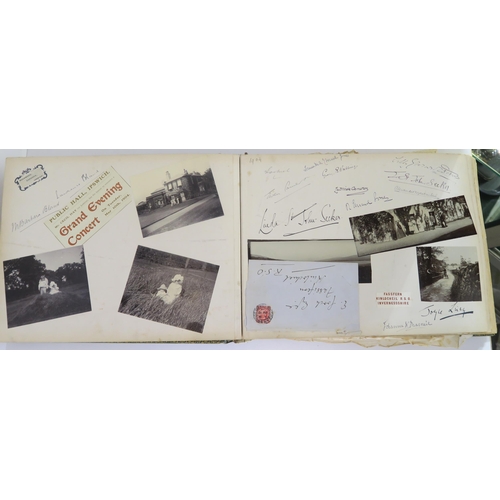 436 - A Victorian country house photograph and scrap album to Eva Comprising; photographs and autographs o... 