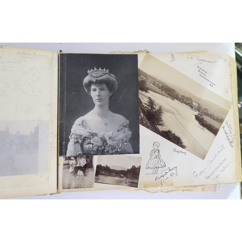 436 - A Victorian country house photograph and scrap album to Eva Comprising; photographs and autographs o... 