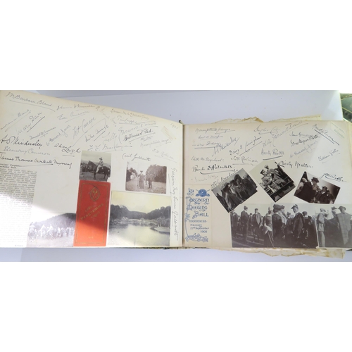 436 - A Victorian country house photograph and scrap album to Eva Comprising; photographs and autographs o... 