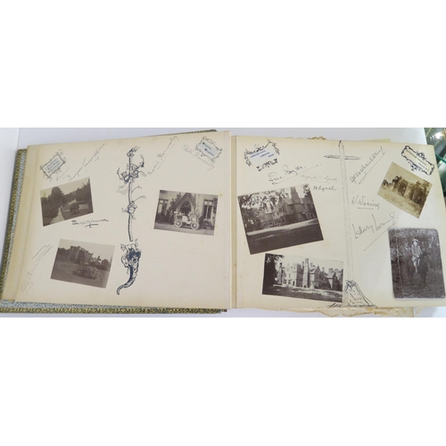 436 - A Victorian country house photograph and scrap album to Eva Comprising; photographs and autographs o... 