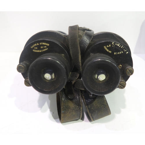 444 - A pair of Bar & Stroud WW2 binoculars together with a pair of Prinz 10 x 50 and a pair of Royale... 