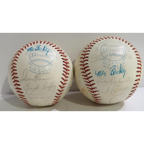 452 - A 1970's Spalding baseball, The Cushioned Cork Center, baseball bearing signatures and another simil... 