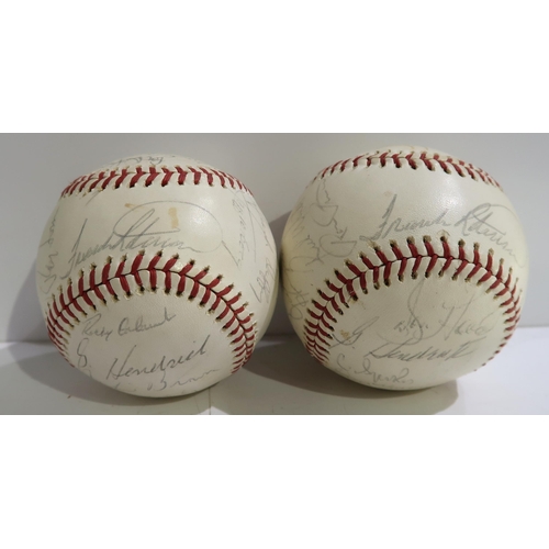 452 - A 1970's Spalding baseball, The Cushioned Cork Center, baseball bearing signatures and another simil... 