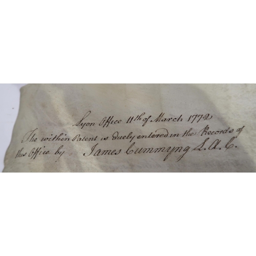 456 - Court of Lyon ensign armorial bearings deed certificates pertaining to Glasgow merchant John Barnes,... 