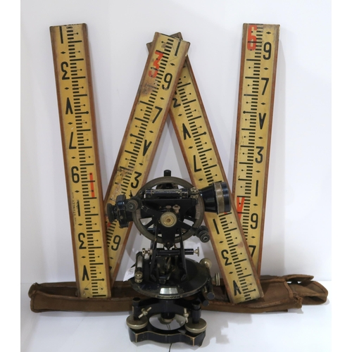 462 - A Cooke Troughton & Simms ltd theodoliteTripod, case and Stanley measure