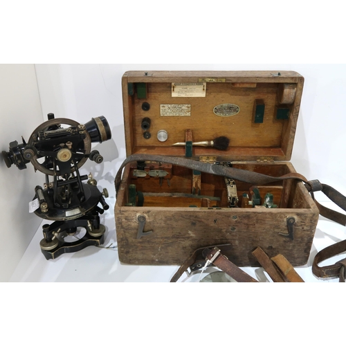 462 - A Cooke Troughton & Simms ltd theodoliteTripod, case and Stanley measure