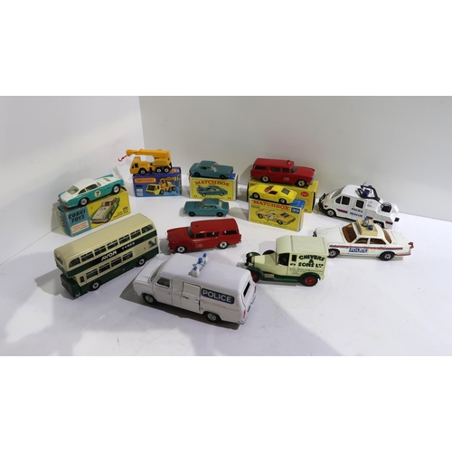 466 - A Matchbox number 33 Lamborghini Miura P400, Matchbox 49 Crane Truck, Matchbox 53 Ford Zodiac MKIV, ... 