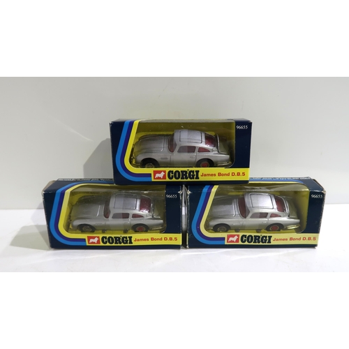 468 - A lot of three Corgi James Bond D.B.5 Aston Martin cars, model 96655