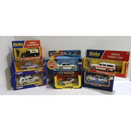 469 - A Dinky Volvo Police Car 243, Corgi James Bond Aston Martin C271/1, Dinky Police Land Rover 277, Cor... 