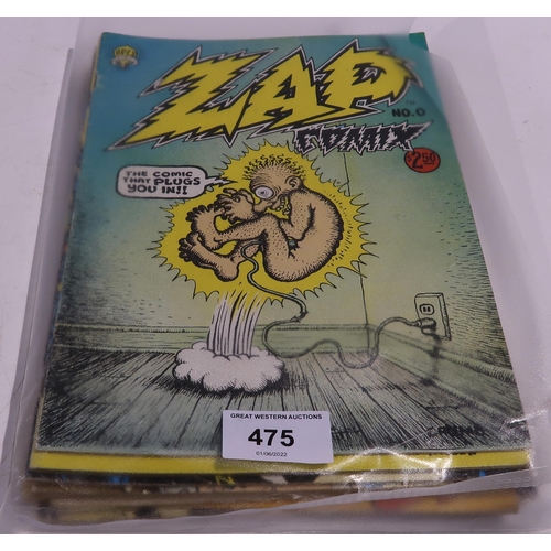 475 - Robert Crumb Zap comics No. 0, No. 2, No. 5, No.6, No.7, No.9, No.10, No.11 and No.12