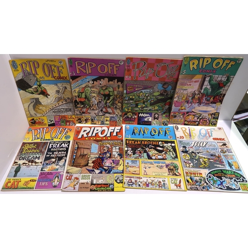 477 - A lot of Rip Off comics featuring underground comic favourites Fat Freddy's Cat, Dealer McDope, Mom ... 