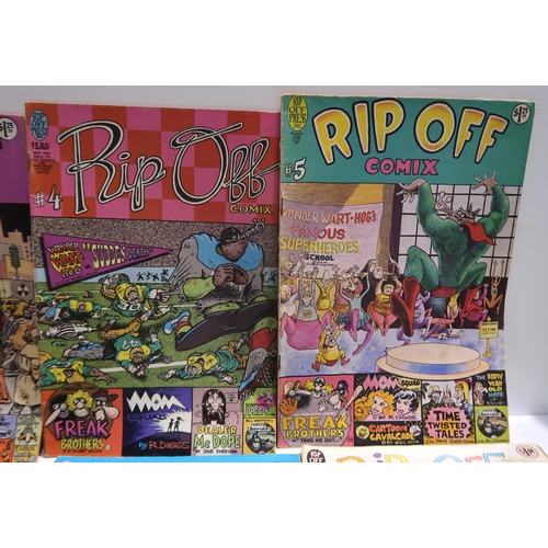 477 - A lot of Rip Off comics featuring underground comic favourites Fat Freddy's Cat, Dealer McDope, Mom ... 