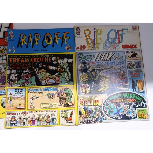 477 - A lot of Rip Off comics featuring underground comic favourites Fat Freddy's Cat, Dealer McDope, Mom ... 