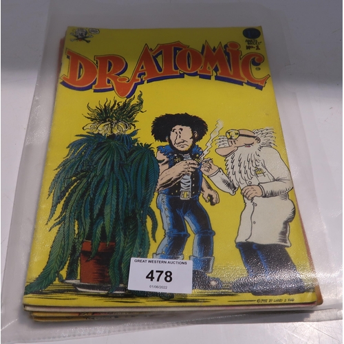 478 - A lot comprising the first six issues of Dr. Atomic, by Last Gasp Eco Funnies comics