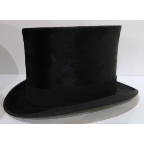 486 - A Tress & Co London top hat together with leather hat case