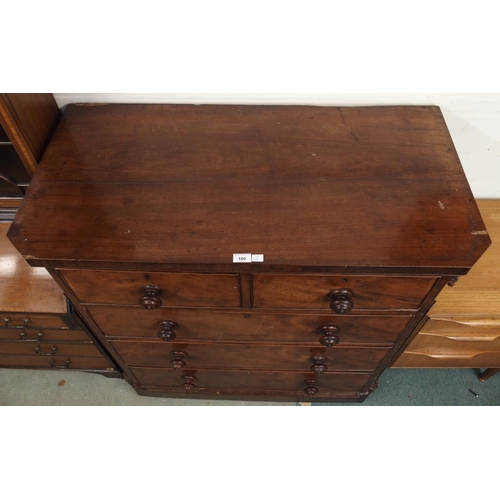 100 - A Victorian mahogany two over three chest of drawers, 118cm high x 110cm wide x 54cm deep