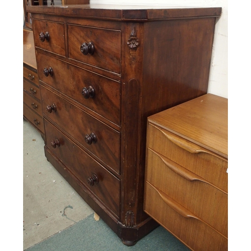 100 - A Victorian mahogany two over three chest of drawers, 118cm high x 110cm wide x 54cm deep