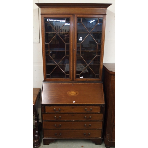 101 - A Victorian mahogany astragal glazed bureau bookcase, 200cm high x 97cm wide x 46cm deep