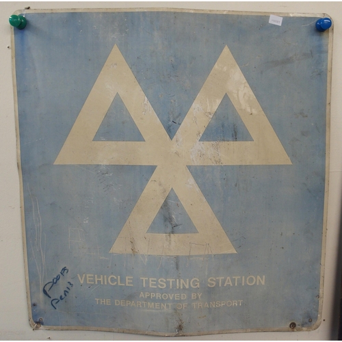 109 - A 20th century tinplate Michelin map of Scotland, vehicle testing station sign, two assorted Eversur... 