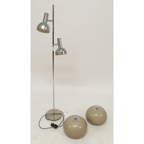 114 - A pair of mid 20th century Guzzini lamp shades and a 20th century chrome standard lamp (3)