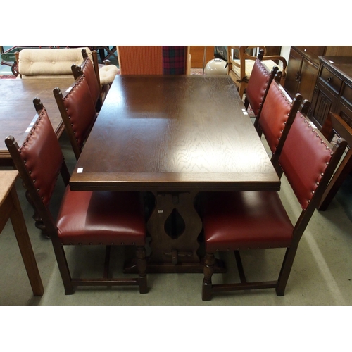 115 - A 20th century extending refractory table and eight chairs (9)