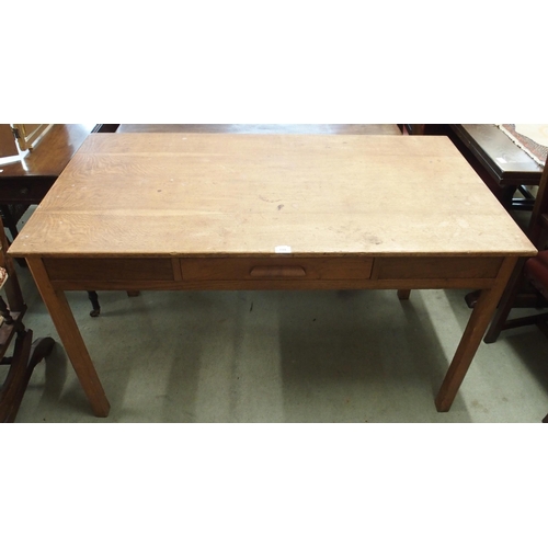 119 - A Victorian pine single drawer kitchen table, 76cm high x 137cm wide x 76cm deep