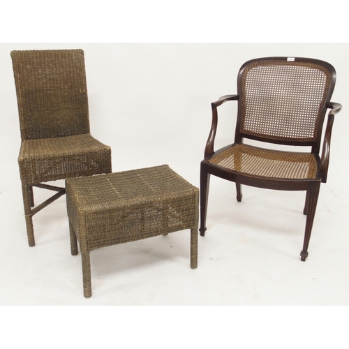 122 - A mahogany framed bergere armchair, tapestry seated armchair, Pembroke table, triple plate dressing ... 