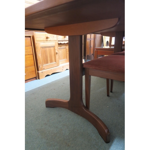 141 - A mid 20th century teak G Plan dining table and four G Plan ladderback dining chairs (5)