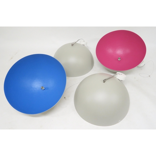 142 - A lot of four large contemporary ceiling shades two in pink and two in blue (4)