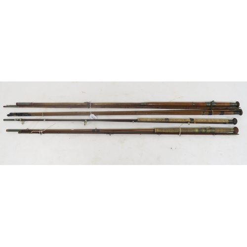 147A - A lot of four vintage split cane fishing rods (4)